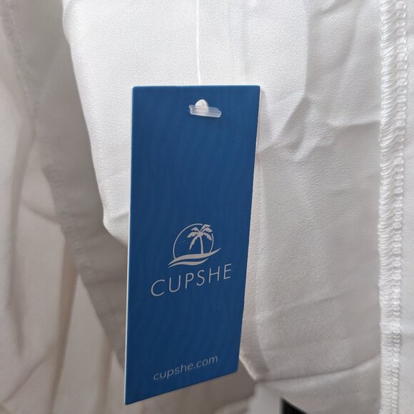 NEW CUPSHE Royalty Bubble Sleeve Lace Trims Mini Dress Short White XL - Picture 8 of 12